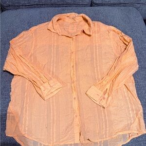 Aerie Women's Orange Button-Down Shirt